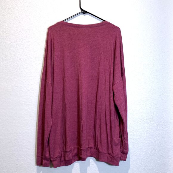 Angerella Oversized Soft Loose Fit Long Sleeve Pocket Shirt Wine Red Women 3XL - Picture 5 of 12